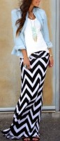 maxi skirt with chambray top and white tshirt