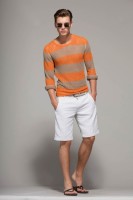 mens' striped sweater and white shorts