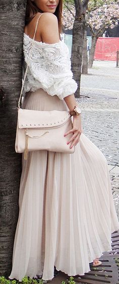 off the shoulder maxi skirt in chiffon