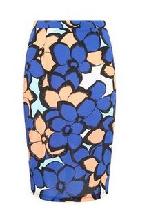 print floral skirt in blue