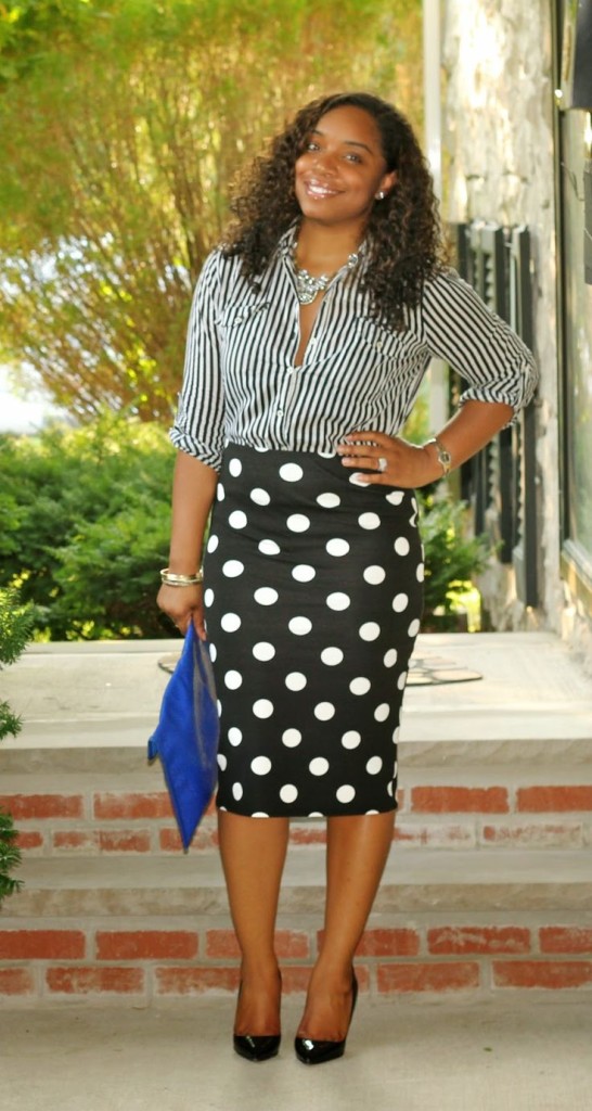 print polka dot skirt and striped skirt