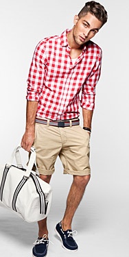 resortwear men's plaid shirt and shorts