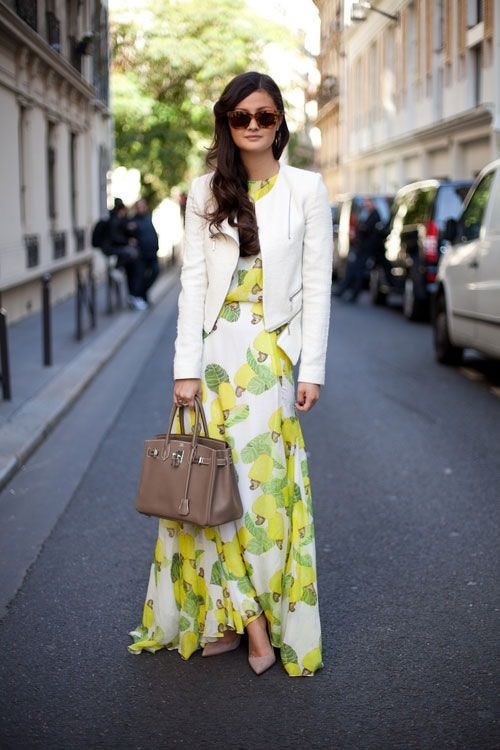 summer cropped jacket with maxi dress