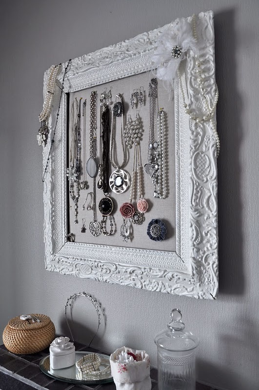 jewelry display in picture frame