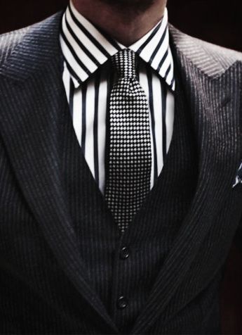 men's suit with striped shirt
