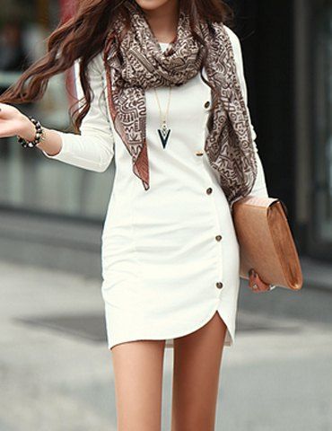 wardrobe essential long sleeve white dress