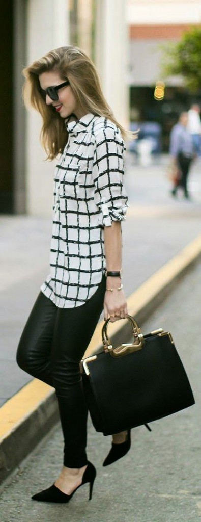 wardrobe essential print black and white blouse