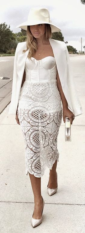 white lace bustier dress with jacket
