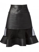 black leather sheer panel skirt