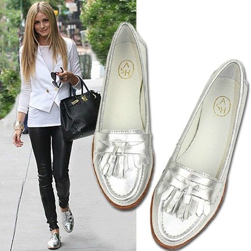 date night silver oxford flats