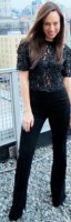 flared jeans black with lace top