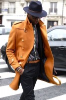 men's fall layers orange jacket and hat