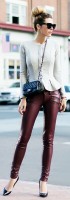 casual chic burgundy leather pants