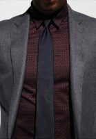 men's geometric print shirt and gray blazer