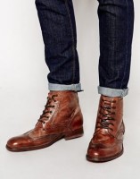 men's boots lace up with cuffed jeans asos