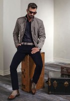 men's effortless stylish gray jacket and navy pants