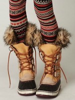 striped print leggings and sorel boots