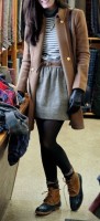 women's winter skirt, jacket, tights and snow boots