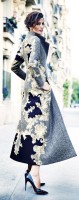 black white and gray print floral coat