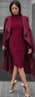 burgundy coat and dress