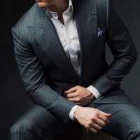 gray pinstripe suit