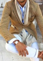 men's spring layers tweed camel blazer