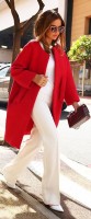 red coat white outfit