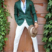 Men's Spring Wardrobe Essentials, men's green blazer and hat