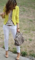 de-winterize your closet for spring. white cuffed jeans, yellow blazer