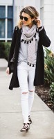 De-winterize your closet for spring. white jeans, long cardigan