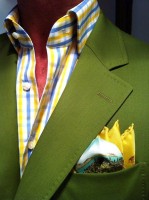 Men's Outfits Kentucky Derby Gold Cup, men's olive green blazer with plaid yellow shirt
