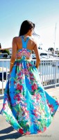 Spring Colors Brighten Looks, turquoise floral maxi dress