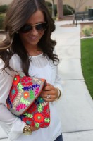 Spring's Stylish Updates, spring white blouse print handbag