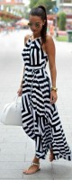 Nauti Nautical Style, black and white striped maxi dress