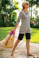 Flattering Shorts Body Type, black bermuda shorts and striped top