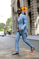 Top 5 Men's Summer Shoes, men's blue suit with print socks and monk straps