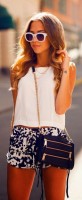 Flattering Shorts Body Type, slim build print shorts and white top