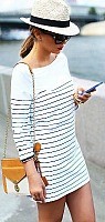 Nauti Nautical Style, white long sleeve striped dress with hat