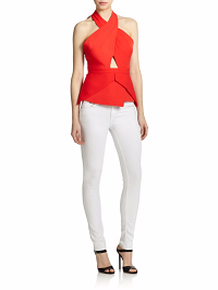 Stylish New Looks Beat Heat, BCBG Remmie open-back cut out peplum top red