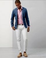 6 must haves men's summer style, men's chambray blazer, pink button down and white pants