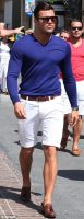 6 must haves men's summer style, men's white shorts, loafers and blue sweater