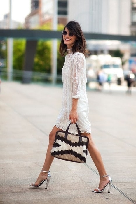 Labor Day Style...NYC outfit, lace sundress and block high heels