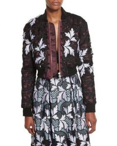 Transition to Fall Fashion, Self Portrait floral lace bomber jacket with sundress