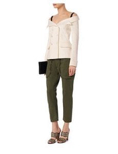 Fall Layering, Faith Connexion Serge off the shoulder blazer and olive pants, fall fashion