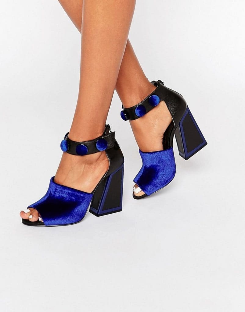 Kat Maconie Sadie Blue Velvet Heeled Sandals