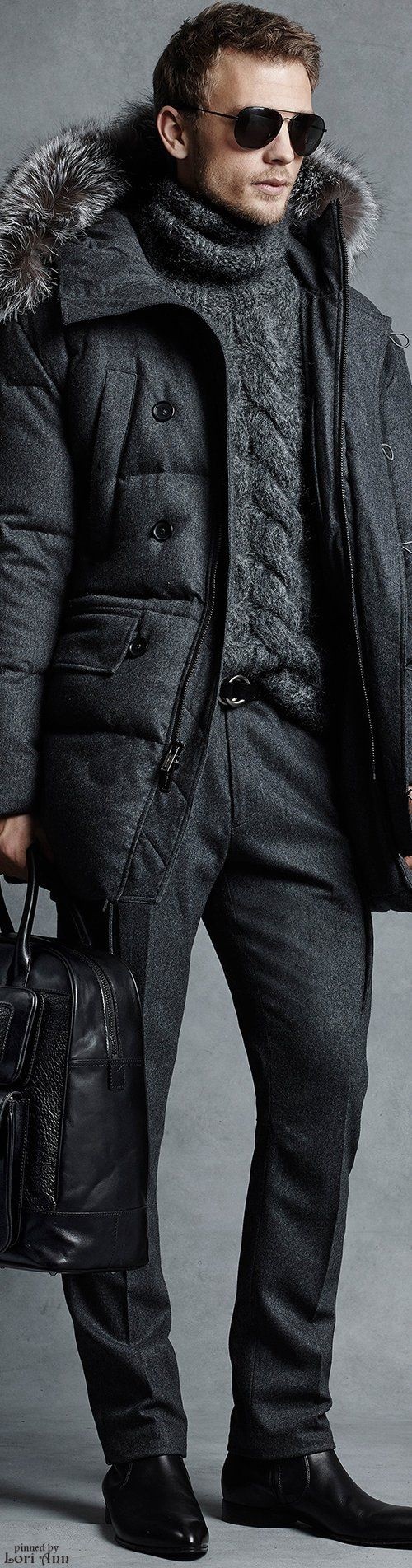 men's charcoal gray monochromatic outfit