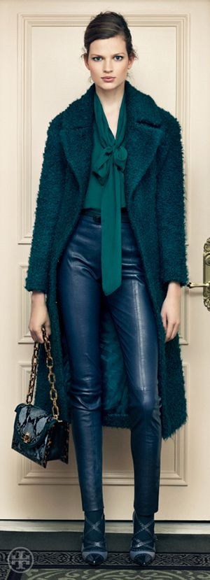 How to Wear Leather Pants, green leather cropped pants and print blouse