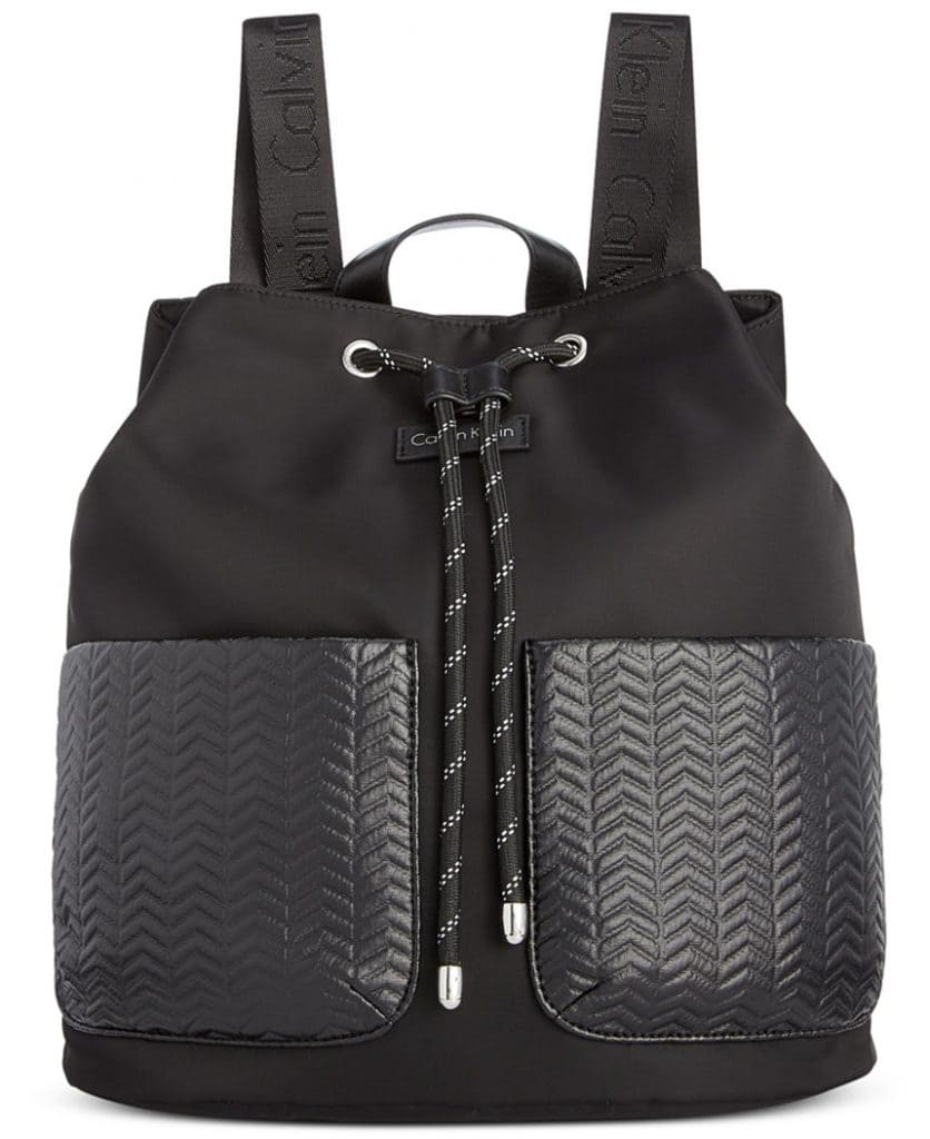 Stylish Gym Bags, Calvin Klein black nylon backpack with pockets ...