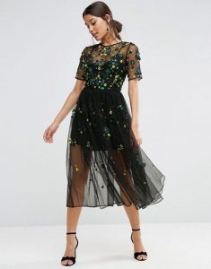 Holiday Attire, black tulle embellished dress by Asos