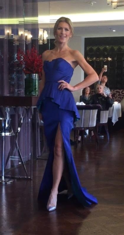 Rene Ruiz blue strapless gown